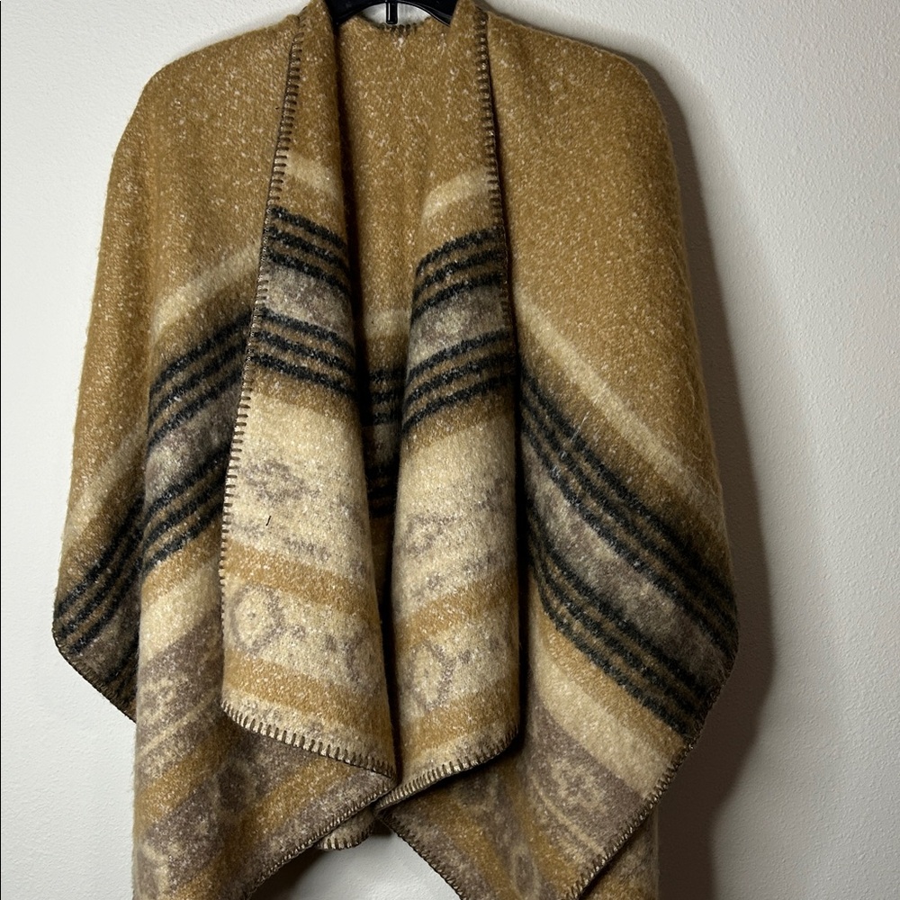 Cozy Striped Wool Poncho